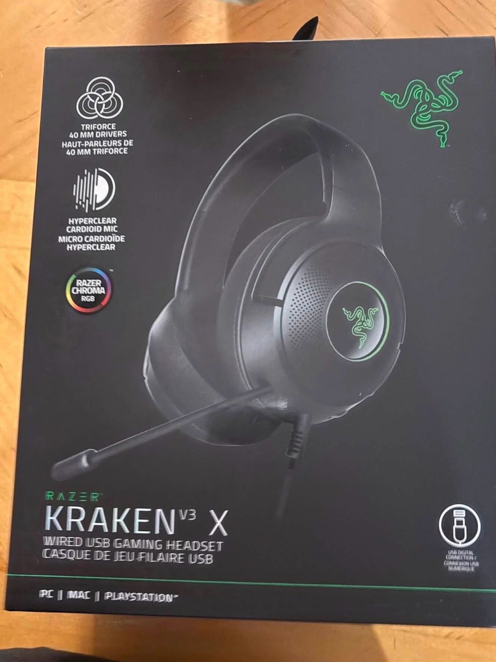 Razer Kraken V3 X Wired USB Gaming Headset — Black with Green Logo